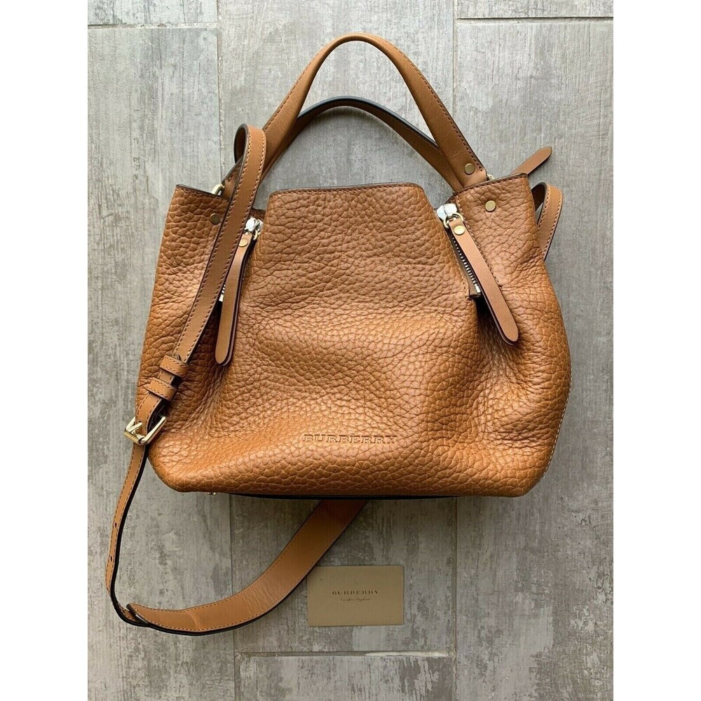 BURBERRY Maidstone Saddle Brown Leather Tote Designer Shoulder Bag - Picture 2 of 11